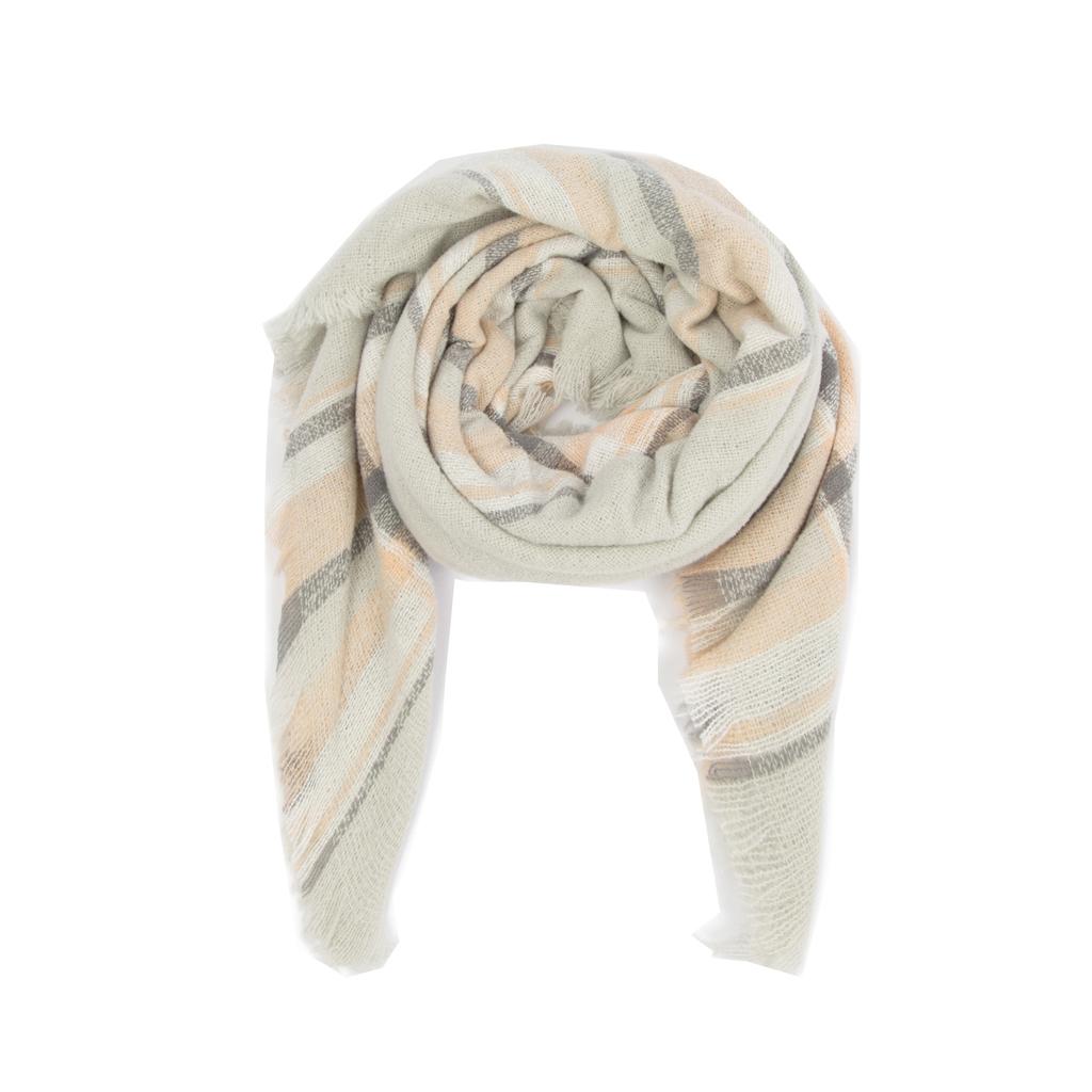 Осенне-зимняя шаль, женский теплый синий клетчатый квадратный шарф