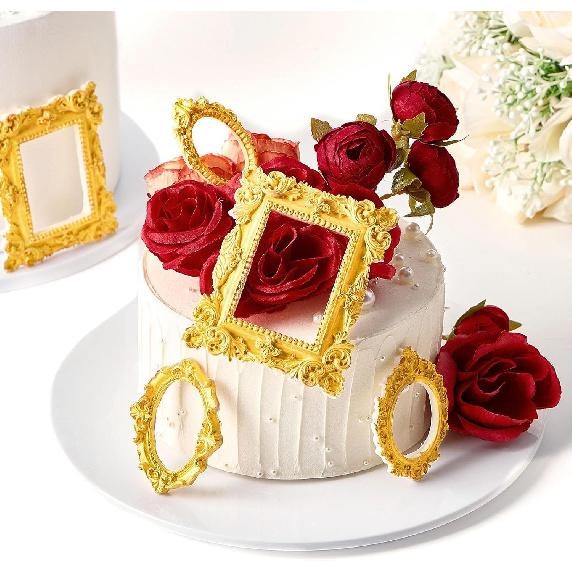 6 PCS Photo Frame Silicone Molds Frame Chocolate Silicone Molds Vintage Style Picture Frame Moulds for Cake Decorating Cupcake Topper Chocolate Candy