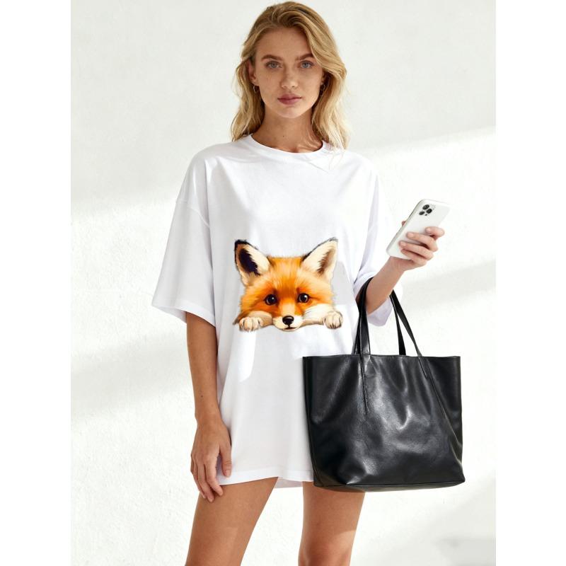 Женская футболка с коротким рукавом и милым 3D принтом головы лисы