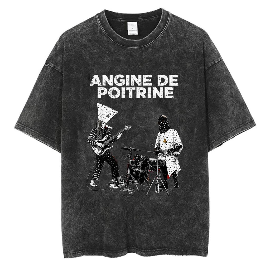 Rock Band Angine De Poitrine Ретро Выстиранные Футболки Мужские Женские Панк Поп Музыка Свободная Одежда Футболка Хип-Хоп Готика Оверсайз Футболки