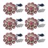 1/6Pcs Button Covers Faux Pearls Shiny Rhinestone Flower Shape Button Clip with Pliers Press Dress Suit Tux Accessories