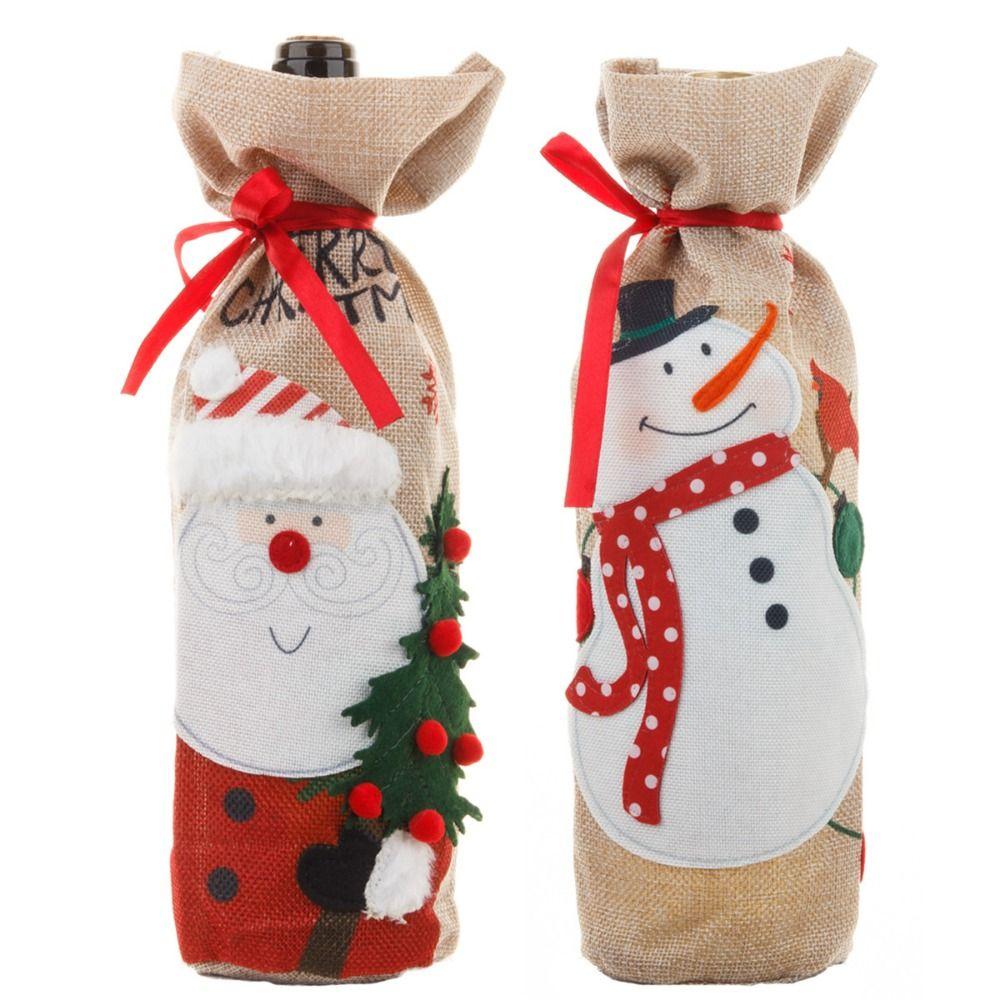 Snowman Christmas Wine Bottle Cover Portable Wine Pouch Gift Santa Claus Wine Bottle Set Friend
