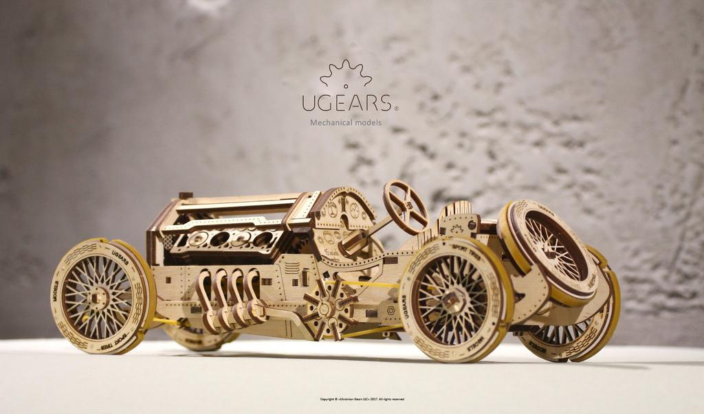 Ugears U-9 Гоночный автомобиль Гран-при 70044 Деревянный пазл-автомобиль для взрослых, не требующий клея или инструментов