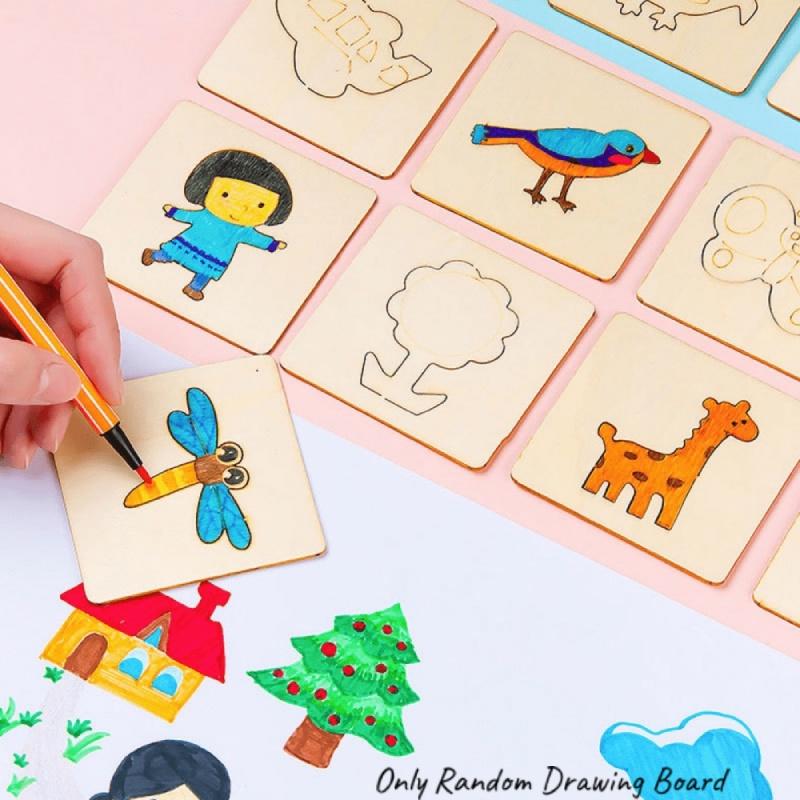 Educational Wooden Toys For Kids Set Of 20 Diy Painting Stencils For Developing Creativity And Fine Motor Skills Chars)