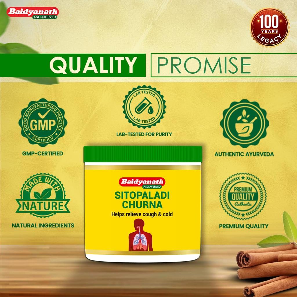 Baidyanath Sitopaladi Churna 50g X Pack Of 2 Ayurvedic Herbal Powder For Cough Cold Relief And Digestive Wellness Support