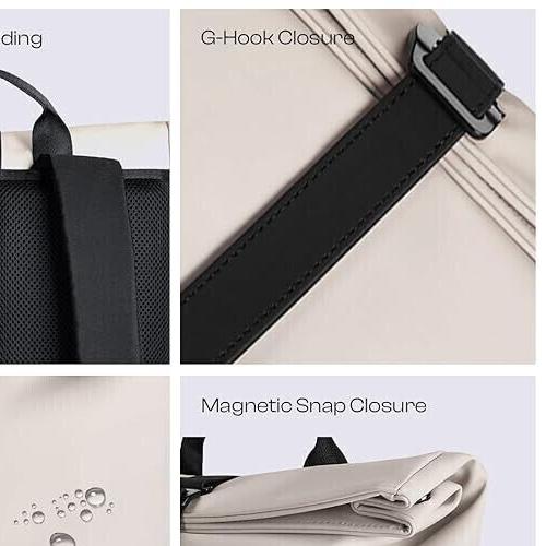 RSINC Urban Jungle by Safari Metro Roll-Top Laptop Backpack for Unisex | Cream B0CYLT2C5N