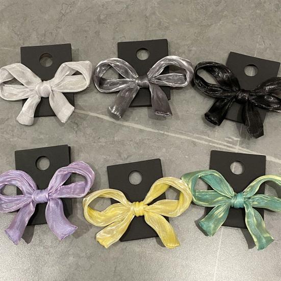 Girl Hairpin Pearlescent Luster Bowknot Decor Non-Slip Design Bangs Side Half-Tied Hair Clip Hair Accessories