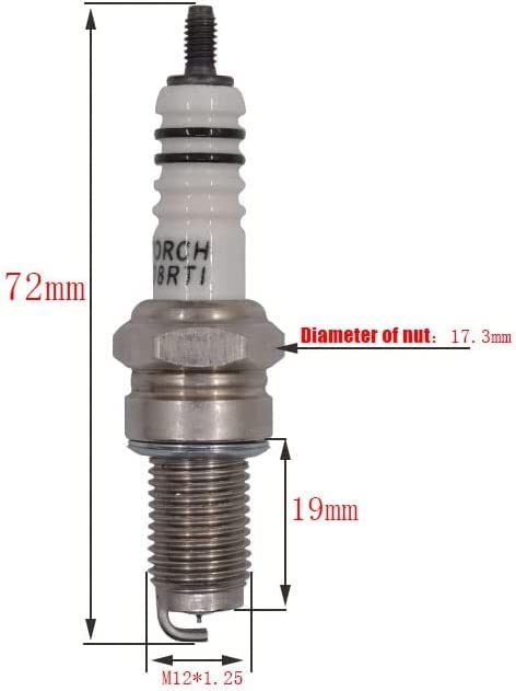 1 Piece TORCH D8RTI Iridium Spark Plug (Screw/Without Terminal) Replaces NGK [4816] DR8EIX [7162]