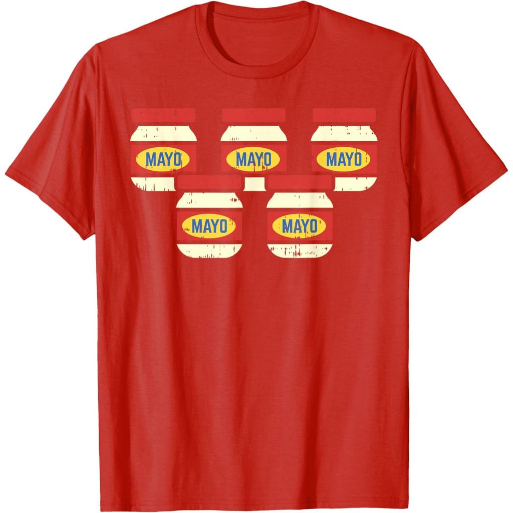 Funny Mayo Jar Five Pack Distressed Graphic Tee Retro Foodie T-Shirt Casual Cotton