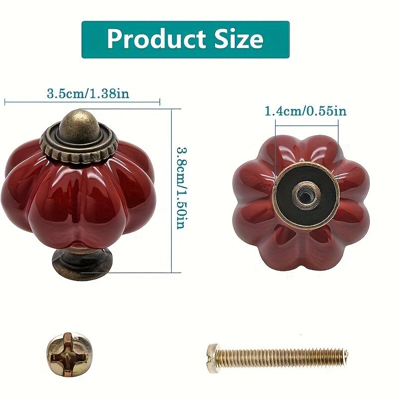 Retro Ceramic Cabinet Handles 12pcs - Deep Red Pumpkin Design 1.381.50 Inches, Ideal for Furniture Decoration On Drawers, Cabinets & Closets