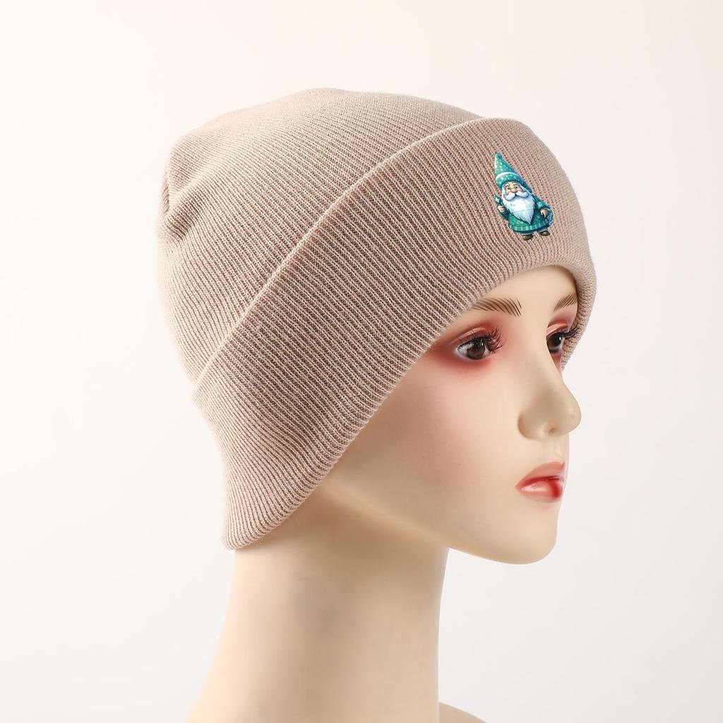 Green Dwarf Print Knit Cap Beanie, Skullies Beanies Cuff Winter Leisure Gorro Knitted Cap Beanie