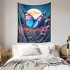 Fluttering Butterflies Under Moonlight  Ethereal Landscape Tapestry for Home Wall Decoration