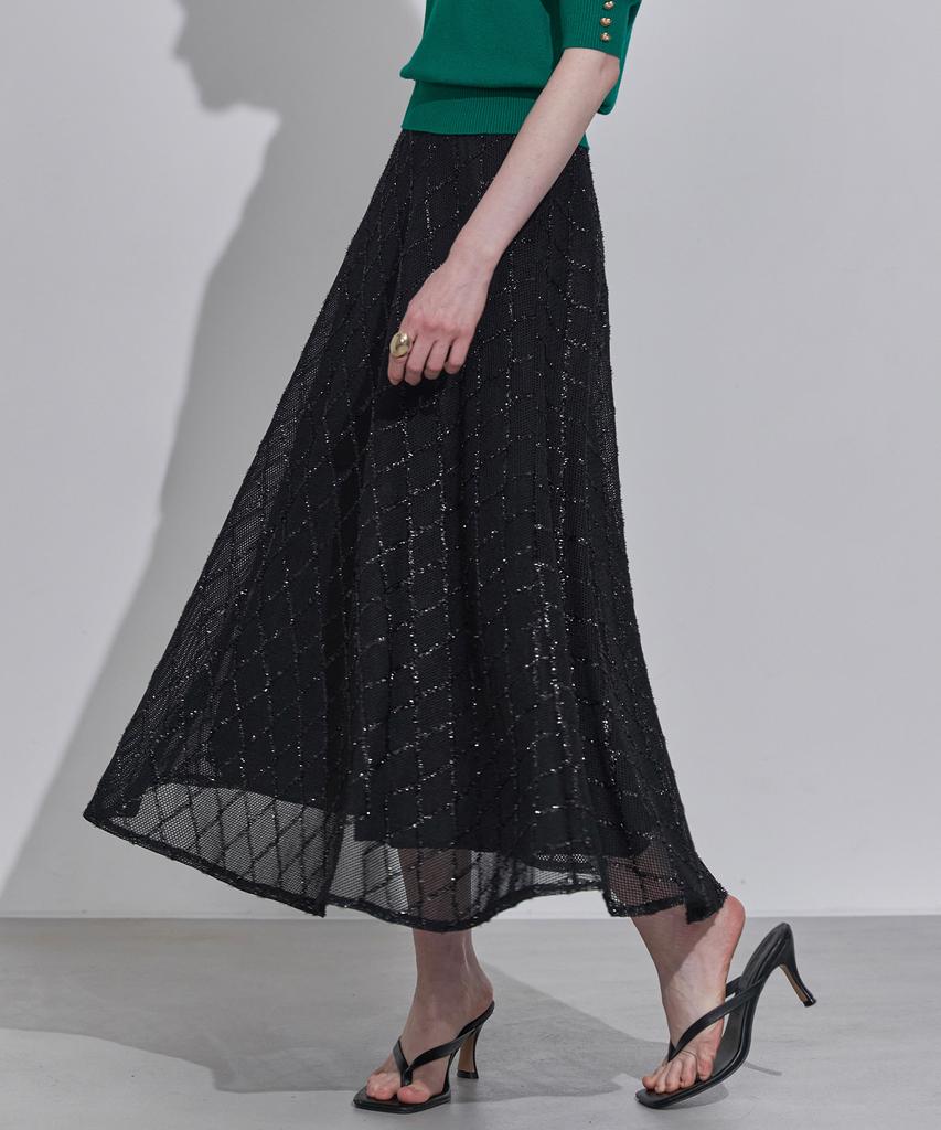 Leni And Mccoy Banded Glitter Pattern Flare Skirt Mm10Sk072Fcy