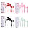 5PCS Baking Utensils Set Silicone Rubber Non Stick Kitchen Utensils Family Cooking Tools Set Spatula Basting Brush Egg Whisk Slotted Turner