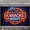 2D retro karaoke night flag background  neon effect microphone and scattered star recording pattern