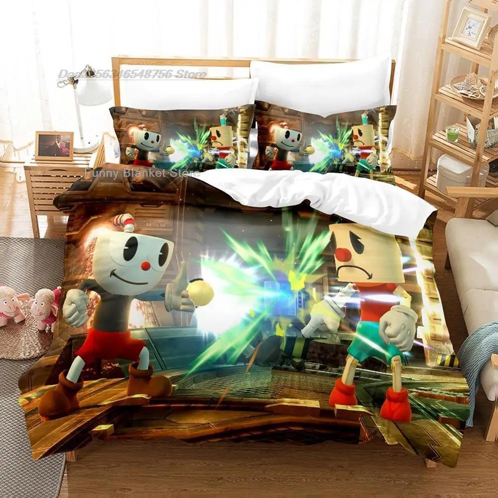 The Cuphead Show Bedding Set Single Twin Full Queen King Size Bed Set Aldult Kid Bedroom Duvetcover Sets 3D Print Anime Game