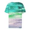Women's Casual Sequin Printed V-Neck Short Sleeve Decorative Button T-Shirt Top
