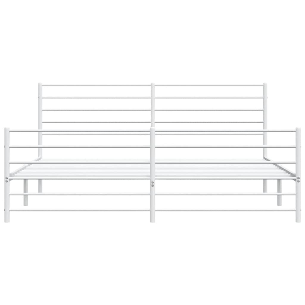 vidaXL Bettgestell mit Kopf- und Fußteil Metall Weiß 183x213 cm