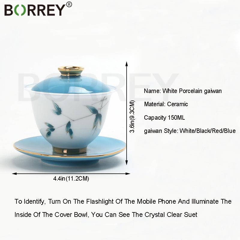 BORREY Китай Керамический Гайвань Чайник Набор Чашек Белые Фарфоровые Супницы Гайвань Путешествия Кунг-Фу Чайный Сервиз Костяной Фарфор Чайная Чаша Пуэр Чайник