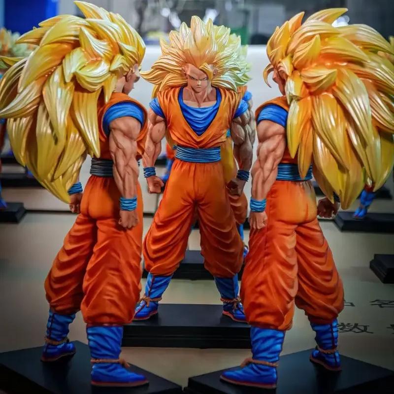 34 см Аниме Dragon Ball Z Супер Сайян 3 Сын Гоку Фигурки Действия Стоячая Модель ПВХ Статуя Настольное Украшение Орнамент Игрушки Подарки