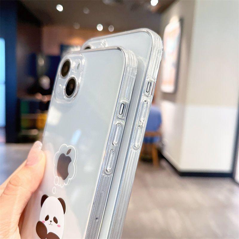 Забавный милый китайский панда прозрачный чехол для телефона iPhone16 15 14 13 12 11 Pro MAX противоударные чехлы