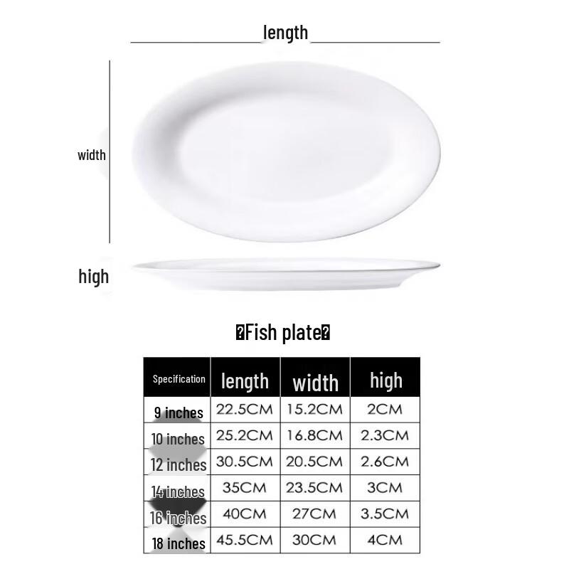DISHJOY Овальные Белые Керамические Тарелки для Рыбы (5-Pack)