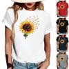Women's Fashionable Round Neck Casual Retro Print Short Sleeved T-shirt Top