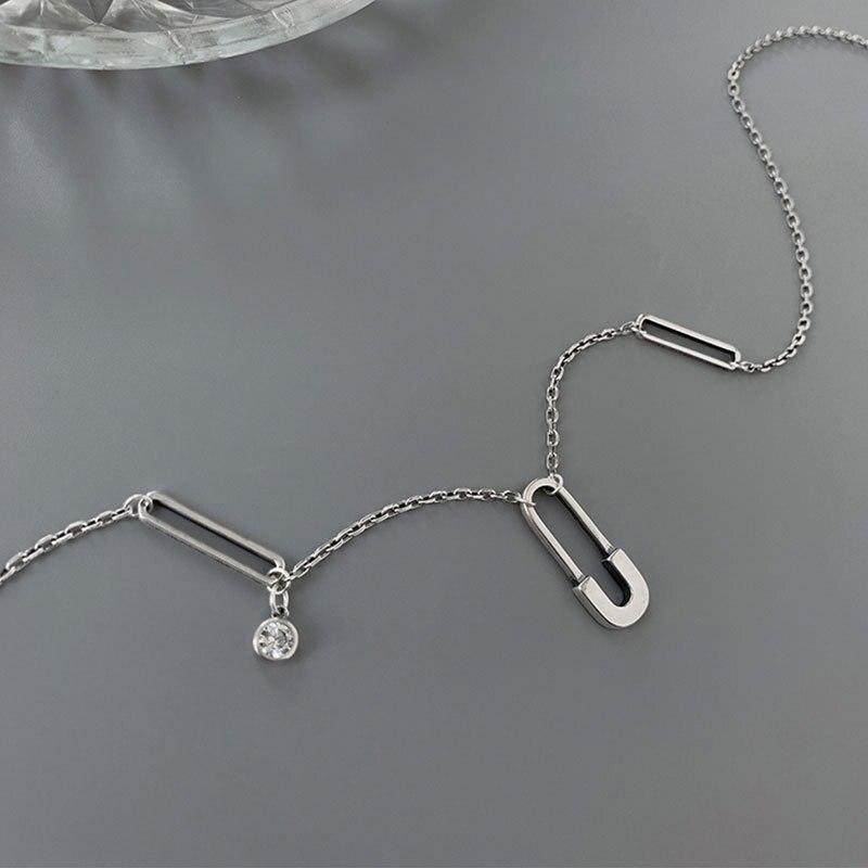 925 Sterling Silver Paper Clip Necklace for Women Vintage Charm Pendant Necklaces Party Jewelry New