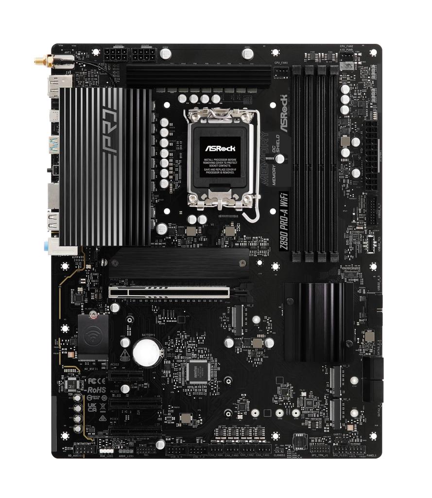 Asrock Motherboard Z890 WiFi Intel CPU Core Ultra Compatible Z890 Chipset DDR5 ATX Motherboard Authorized Distributor Pro-A (LGA1851) [Domestic