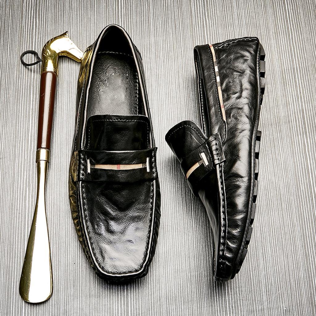 Мужская обувь Bowei из натуральной кожи. Обувь Doudou. Мужская повседневная удобная обувь с мягкой подошвой. Дышащие кожаные туфли Lazy с одной педалью.