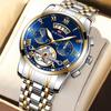 Men's Stainless Steel Tourbillon Watch Men's Student Quartz Watch Business Calendar Waterproof Steel Strap Watch Large Dial