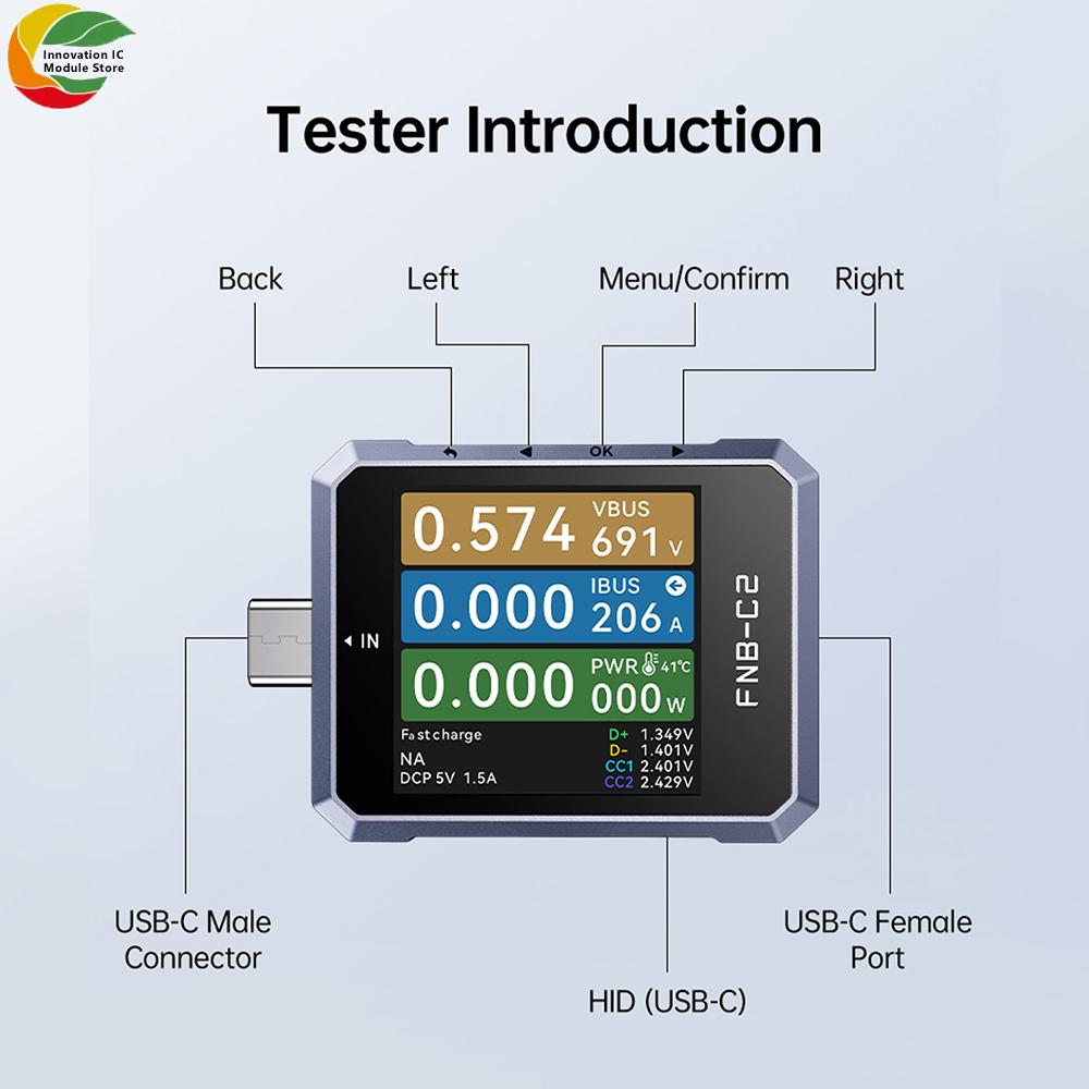 FNB-C2 Multi-functional USB Tester Current Voltage Power Meter Supporting PD3.1 Protocol Fast Charging Protocol Tester
