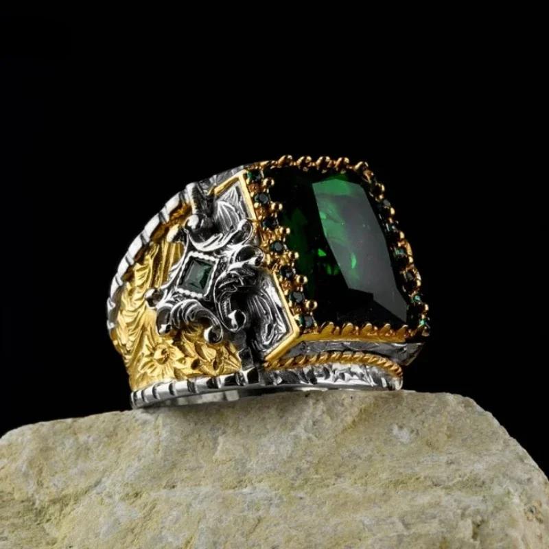 Новый Медный Материал Открытое Регулируемое Кольцо Янтарь Циркон Личность Высокий Циркон Мода Роскошь Бизнес Мужское Высококлассное Кольцо