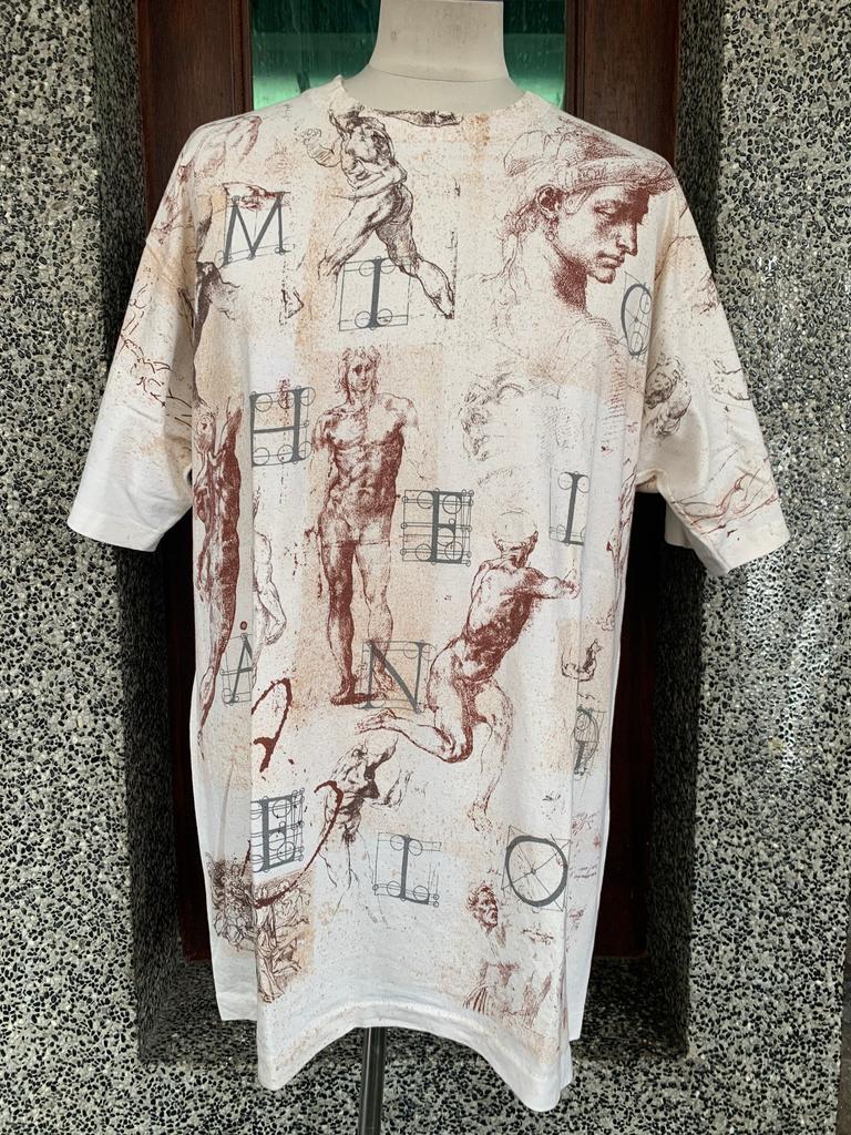 Vintage 90s MICHELANGELO Art All Over Print T Shirt / Vintage Art T shirt