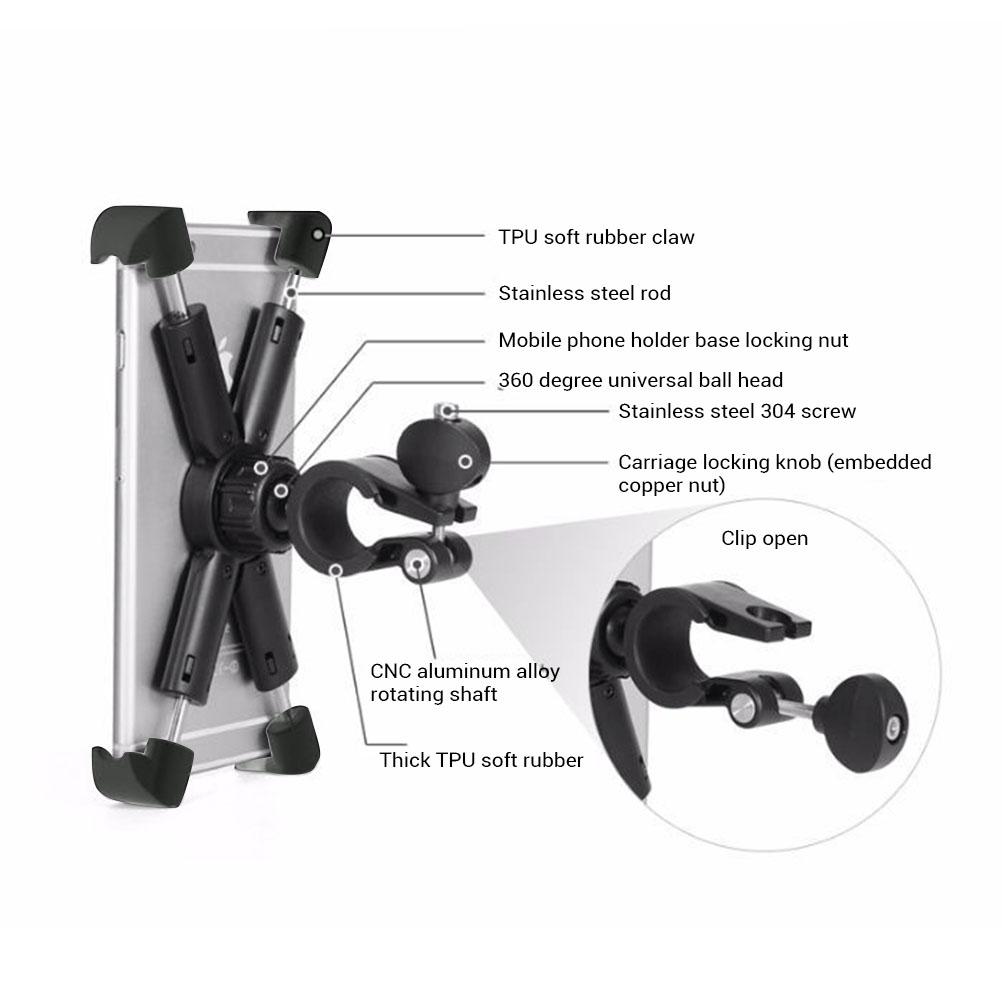 Anti Drop Mobile Phone Bracket 360 degrees  Rotatable Phone Holder for Motorbike Bike