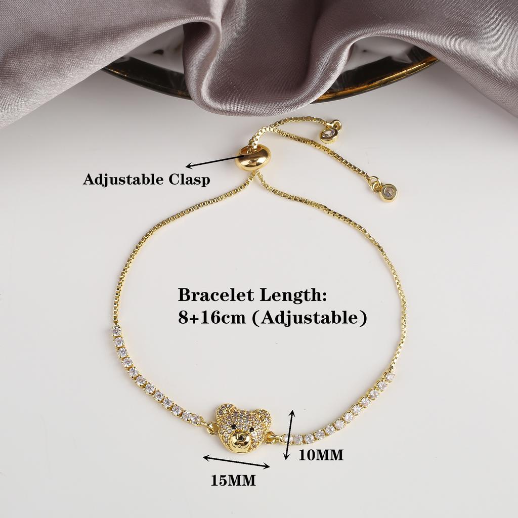 6 Цветов Милый Циркониевый Животный Медведь Кожаный Плетеный Браслет Классический для Мужчины Женщины Вечеринки Повседневная Носка Ювелирные Изделия из Нержавеющей Стали Подарок