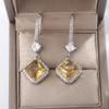 Plated Earrings for Women Bright Cubic Zirconai Stone Luxury Yellow Color Dangle Earrings Wedding Jewelry Drop Earring Wedding