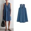 CS Summer New Product Women's Clothes Cotton V Neck Sleeveless Casual Version A- Line Denim Denim Dress 1282911