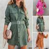 2024 Spring Dress Solid Color Warm Soft Corduroy Autumn Dress for Work