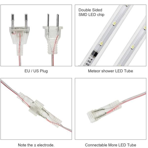 8 шт. светодиодный метеоритный дождь Рождественская гирлянда праздничная полоса света уличный водостойкий гирлянда для украшения сада и улицы