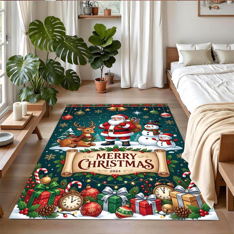 Christmas Printed Square Area Rug Soft Non Slip Floor Carpet For Bedroom Holiday Gift