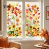 PVC Festive Window Stickers Autumn Harvest Decals, Sunflower Maple Leaf Pumpkin Bird Static Cling Stickers, Decorative Autumnal Wall Murals