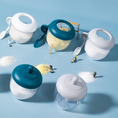 Прозрачная креативная кухонная круглая банка для приправы, бутылка для приправы с ложкой и крышкой, влагостойкая и пыленепроницаемая