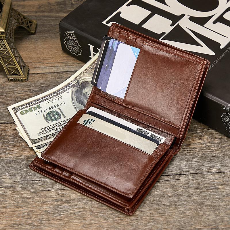 Leather Men's Wallet Rfid Anti-theft Wallet Short First Layer Cowhide Multi-card Men's Wallet Coin Purse