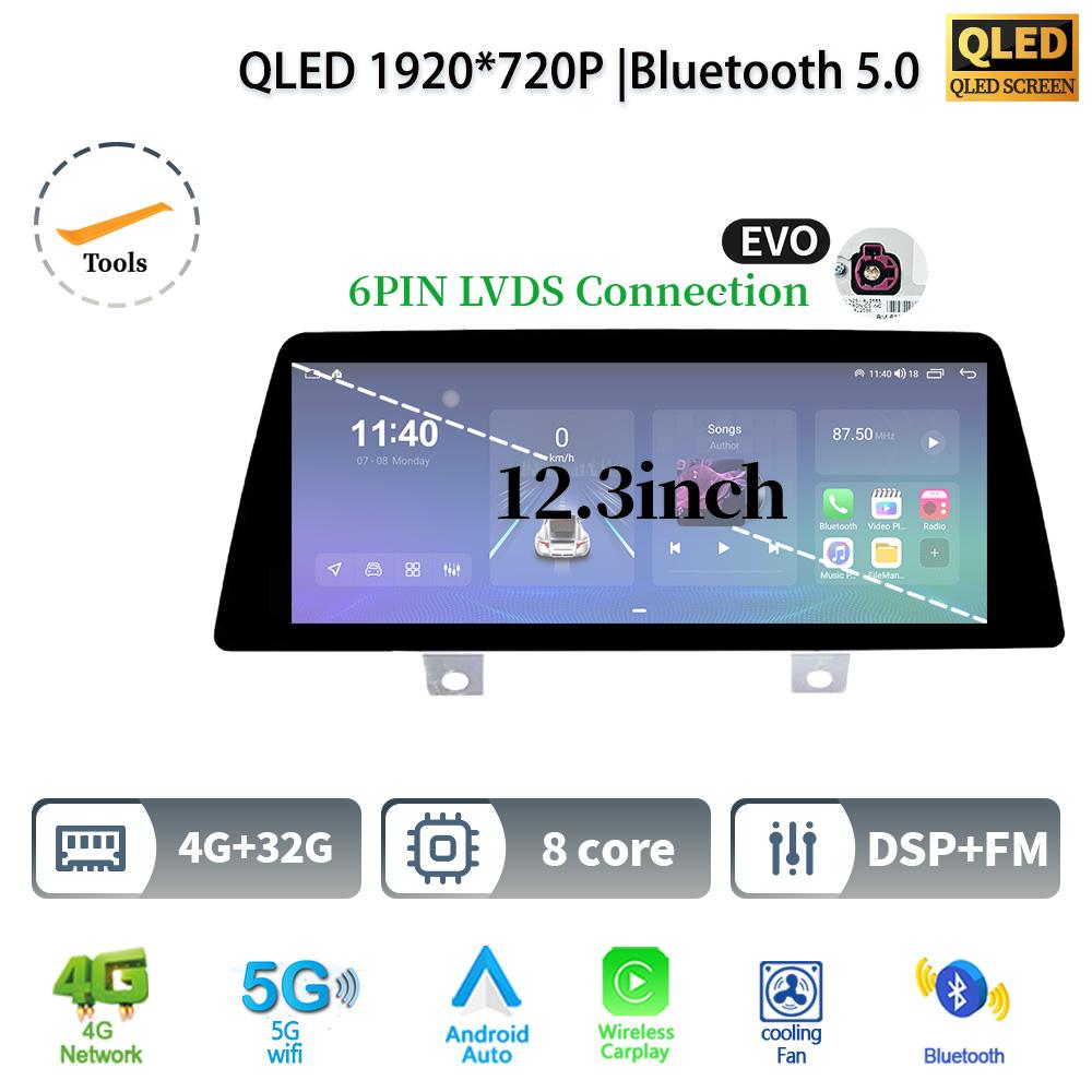 12,3" для BMW 5 серии G30 G31 G38 2018-2021 Android 14 автомобильное радио мультимедиа 4G GPS навигация беспроводной BT CarPlay экран стерео