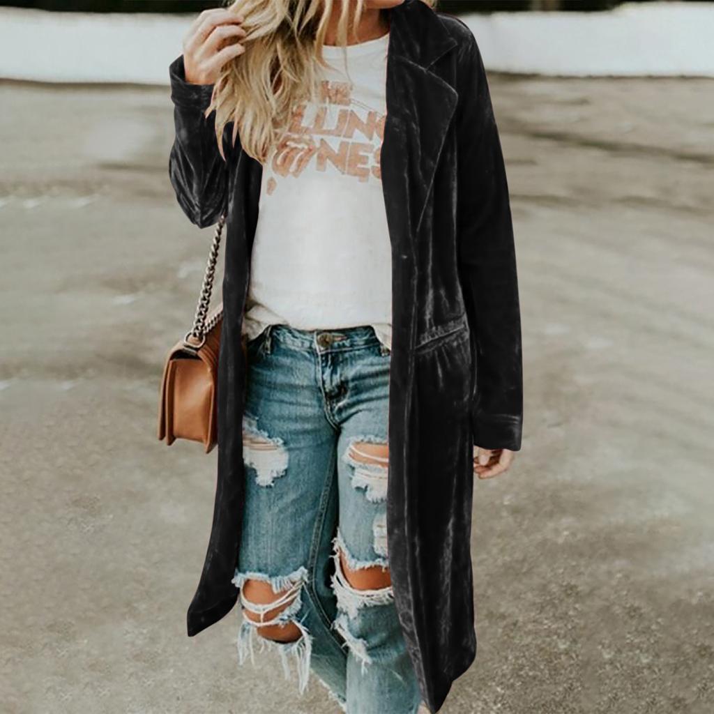 Женская модная золотая бархатная ветровка, длинное платье, повседневная куртка