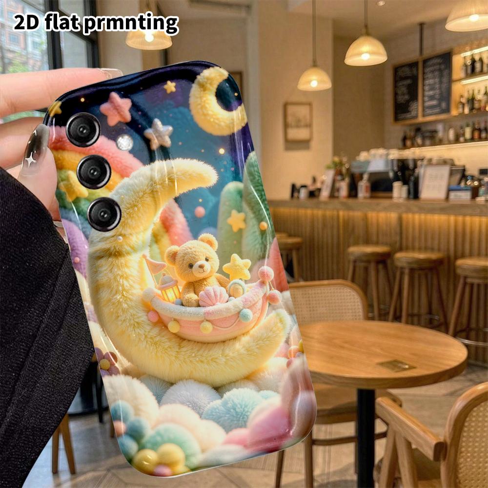 Phone Case: 2D flat, suitable for Samsung Galaxy A34 A35 M05 M06 S20 S22 S21 FE Plus 5G protective case, moon little bear cradle, perfect Christmas an