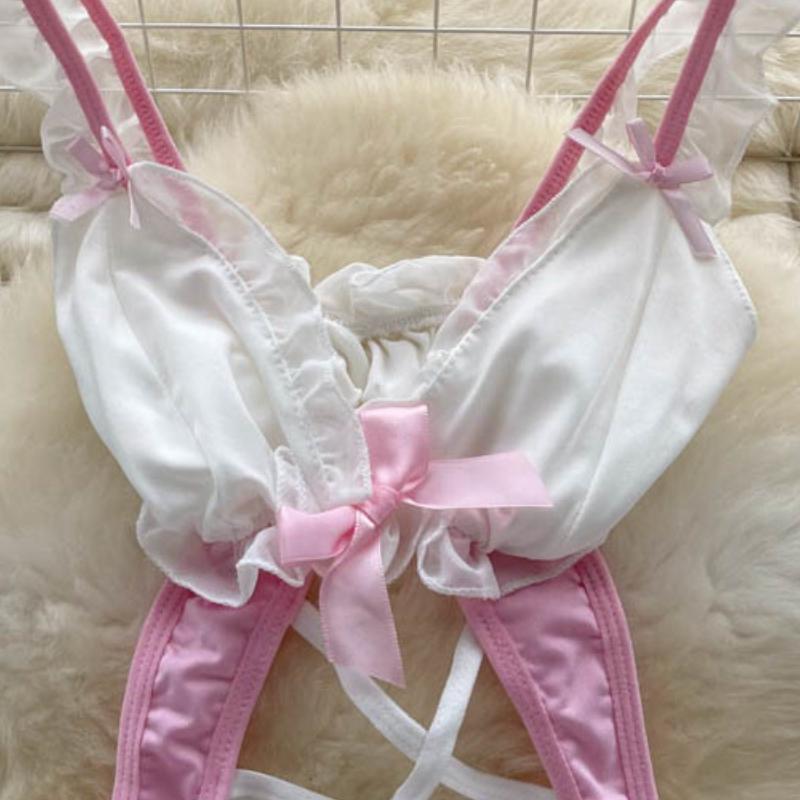 Женский косплей, чувственное нижнее белье, боди, женские каваи, короткие комбинезоны с открытой спиной, женский бант, эротическое белье, сексуальные комбинезоны 2024