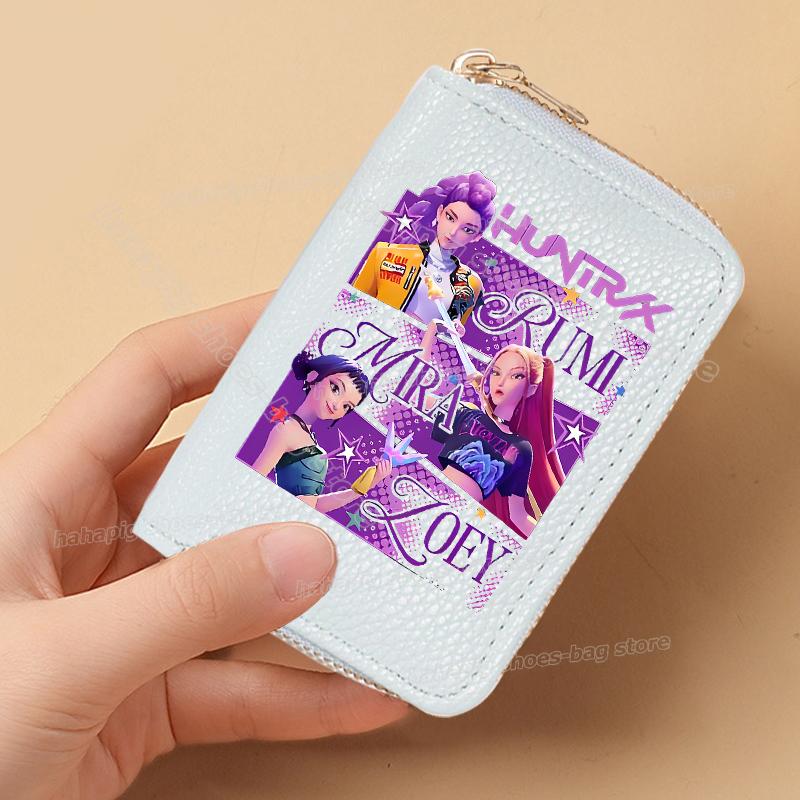 Идеальные K-Pop Охотники на Демонов Женские Короткие Кошельки Искусственная Кожа Держатель для Кредитных Карт Многослотовый Маленький Кошелек на Молнии Женский Клатч Кошелек для Мелочи