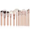 15pcs Makeup Brushes Rosegold Cosmetic Brush Set + Bag Face Eyes Kit